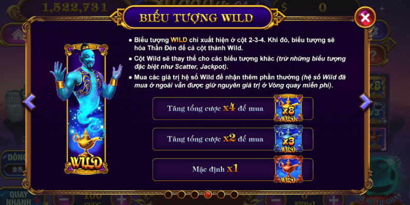 Các nút chức năng trong game Aladdin tại 789club 